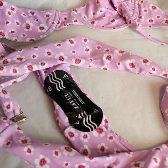 Zaful Purple Floral Print Bikini Set 8 New - Picture 4 of 6